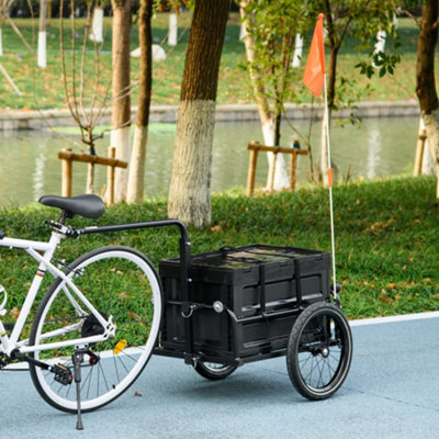 Homcom Unisex Black Bicycle Trailer With Foldable Storage Box & Pneumatic Tyres In | Size: Standard - Image 5