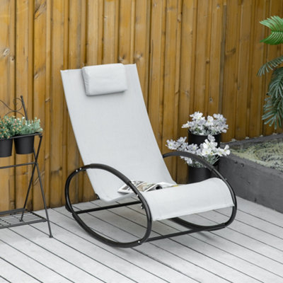 Outsunny Patio Rocking Chair Orbital Zero Gravity Seat Pool Chaise W/ Pillow from B&Q