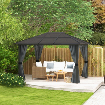 B&Q -  3 X 3.6M Aluminium Hardtop Gazebo Canopy W/ Polycarbonate Top
