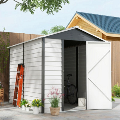 Outsunny 9'x6' Galvanised Metal Garden Shed Tool Storage Shed For Patio Grey