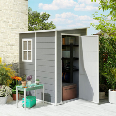 Outsunny Lean To Garden Shed 4'x5' Plastic Tool Storage House W/ Lockable Door from B&Q