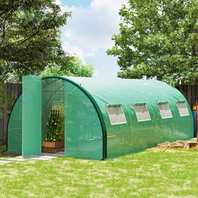 Outsunny Tunnel House, Upgraded Structure, Hinged Doors, 6 X 3(M), Green
