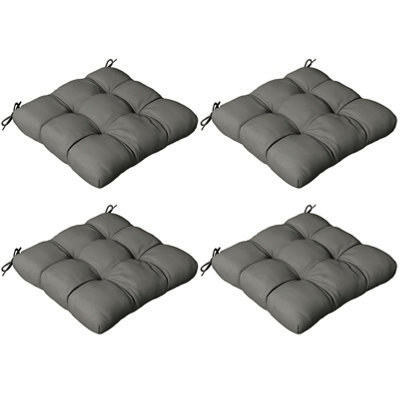 Outsunny Outdoor Seat Cushions w/ Ties - Set of 4, Grey - Image 3