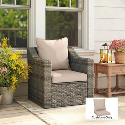 Outsunny Beige Garden Chair Cushion With Seat & Back Pad, Cushion Only, B&Q