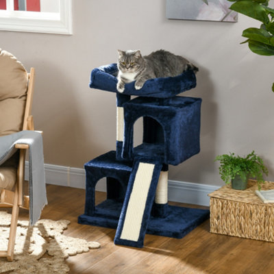 PAWHUT 83cm Cat Tree for Indoor Cats Kitten Scratching Post Climbing Tower in Blue - Image 10