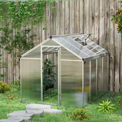 B&Q -  8X6Ft Aluminium Greenhouse With/ Door Window Galvanised Base Pc Panel