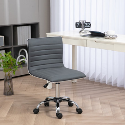Homcom Armless Mid-Back Adjustable Office Chair With 360 Swivel Dark Grey from B&Q