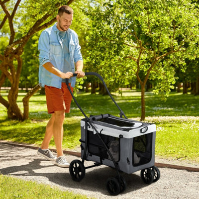 Pawhut Grey Foldable Pet Stroller W/ Detachable Carrier, Soft Padding In | Size: 40Cm - Image 6