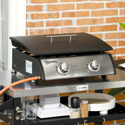 Outsunny Portable Gas Plancha Barbecue Grill With 2 Stainless Steel Burner from B&Q