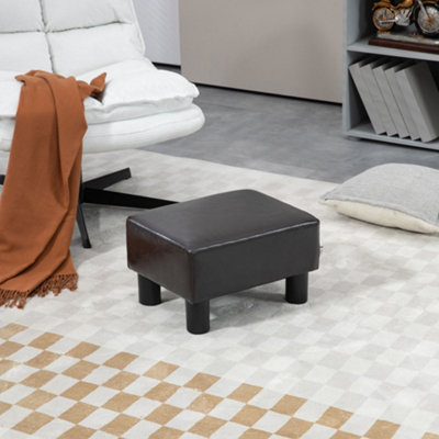 HOMCOM Brown PU Leather Ottoman Footstool - Plastic Legs - 24x40x30cm - Image 9