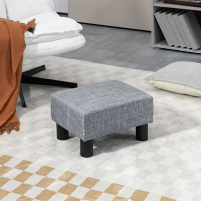 Homcom Chic Linen Fabric Footstool Ottoman Cube With 4 Plastic Legs Grey - Image 8