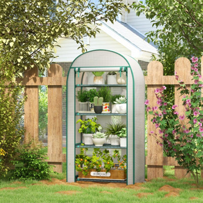 Outsunny 80 X 49 X 160Cm Mini Greenhouse Portable Green House With Shelf White from B&Q