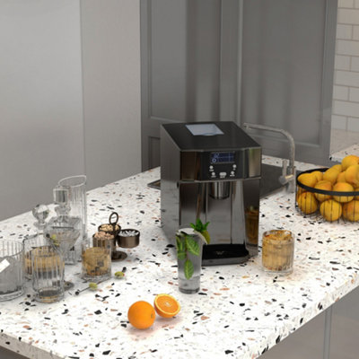 Homcom Black Ice Maker Machine And Water Dispenser No Plumbing Required Small