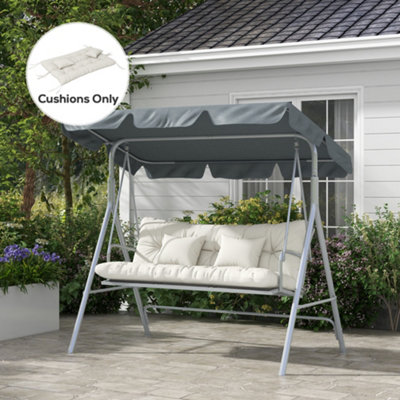Outsunny Outdoor Back And Seat Cushion With PillowsNo SwingWhite from B&Q