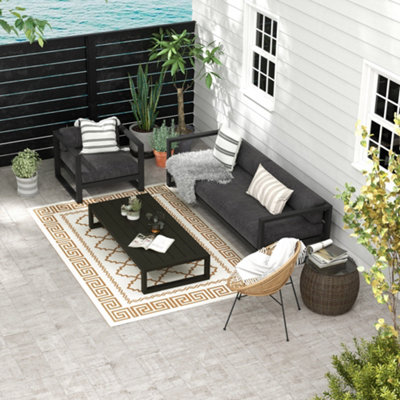 Outsunny Brown Reversible Waterproof Outdoor Rug W/ Carry Bag, 182 X, 274Cm