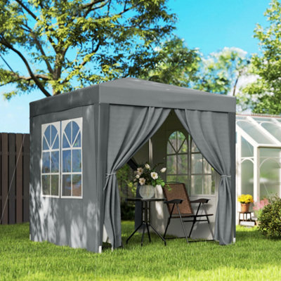 Outsunny 2Mx2m Pop Up Gazebo Party Tent Canopy Marquee With Storage Bag Grey