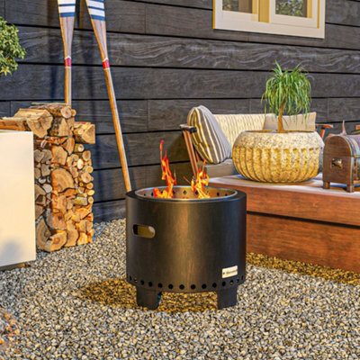 B&Q -  45Cm Smokeless Wood Burning Firepit Metal Fire PitBlack