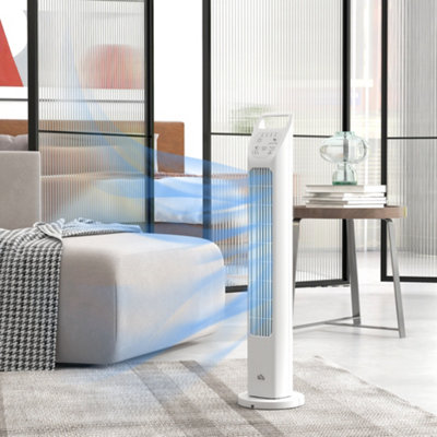 Homcom Oscillating Tower Fan Floor Fan With 7.5H Timer For Home Office White from B&Q