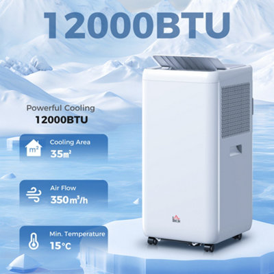 Homcom 12000 Btu Quiet Mobile Air Conditioner For, With 24H Timer On/Off 35M²