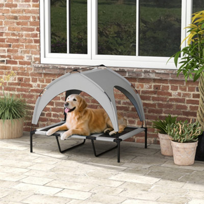 Pawhut Unisex Grey Cooling Raised Dog Bed W/ Breathable Mesh, For Dogs In Large - Image 7