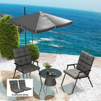 Outsunny 2Pc Outdoor Seat Cushion With Backrest, Ties, For Garden, Grey
