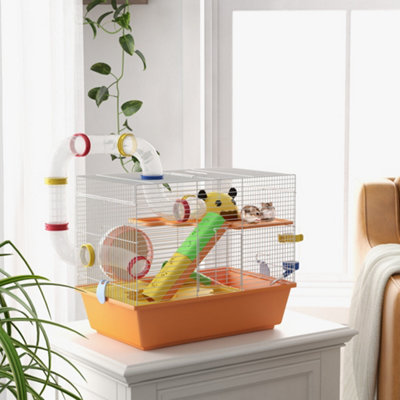 Pawhut Hamster Cage3 Tiers Gerbil Cage For Dwarf Hamsters With TubesLadder from B&Q
