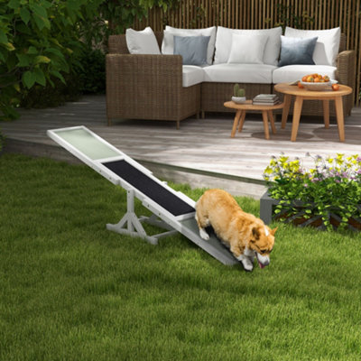 Pawhut White Wooden Pet Seesaw For Big Dogs With Anti-Slip Surface - Image 3