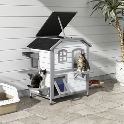 Pawhut Kitten Condo With Openable RoofCatio Enclosure FurnitureWhite from B&Q