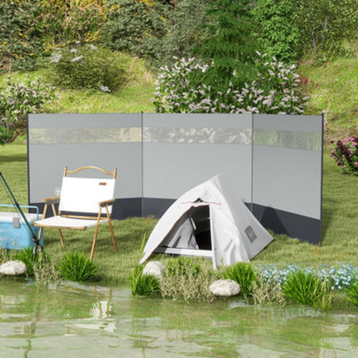 Outsunny Camping Windbreaks With Clear Windows 440 X 140CmGrey from B&Q