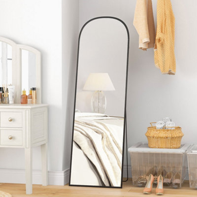 Homcom Black Full Length Mirror With Aluminium Alloy Frame Hanging Or Leaning