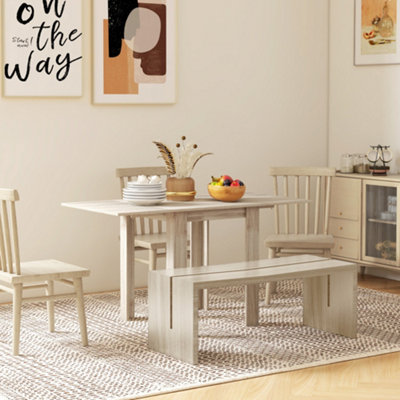 Homcom Unisex Light Oak Extendable Kitchen Table Folding Dining Table For Space In Small - Image 10