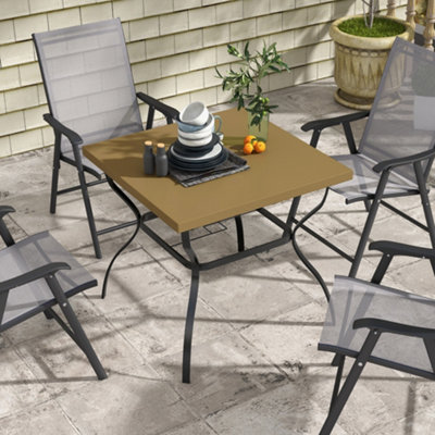Outsunny Garden Dining Table W/ Umbrella HoleDining Table For 4Brown from B&Q
