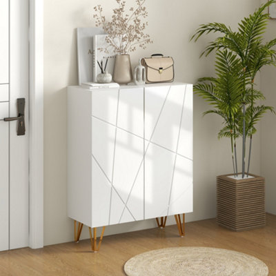 Homcom Shoe Storage Cabinet With Soft-Close Hinges And Adjust ShelvesWhite from B&Q