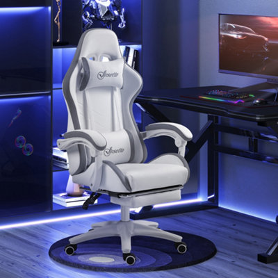 Rackhams Grey Racing Style Gaming Chair With Reclining Function Footrest, - Image 6