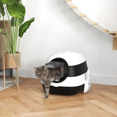 B&Q -  Foldable Cat Litter Tray Hooded Cat Litter Box W/ High SideBlack