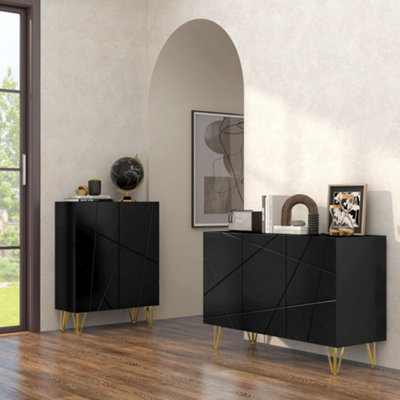 Homcom Storage Cabinet, Sideboard With Adjustable Shelves, Black