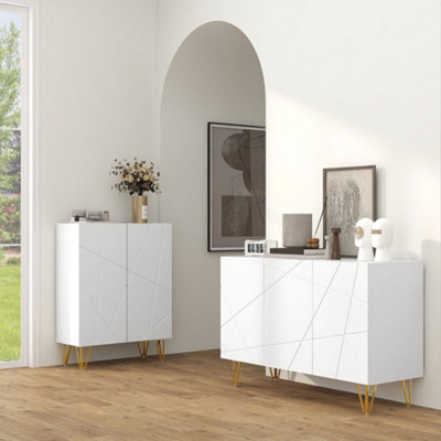 Homcom Storage CabinetSideboard With Adjustable ShelvesWhite from B&Q