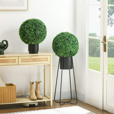 Homcom Set Of 2 Artificial Topiary Balls Indoor Outdoor Faux Boxwood Balls