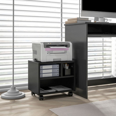 Homcom Printer Stand With Storage Printer Cart On Wheels For Home Office Black from B&Q