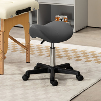 Homcom Saddle Stool Adjustable Rolling Salon Chair For Massage Spa Beauty Grey from B&Q