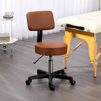 HOMCOM Swivel Salon Chair - Brown - Adjustable Height - 5 Wheels - Padded Seat & Back - Image 6