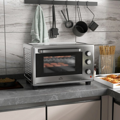 HOMCOM 30 Litre Mini Oven, Countertop Electric 37D x 48.6W x 32H cm, Silver - Image 10