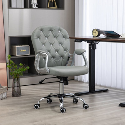 Vinsetto Office Chair Pu Diamante Padded Ergonomic 360 Degree Swivel Grey from B&Q