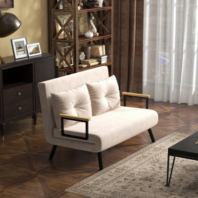 Homcom Click Clack 2 Seater Sofa Bed For Living RoomGuest RoomBeige from B&Q