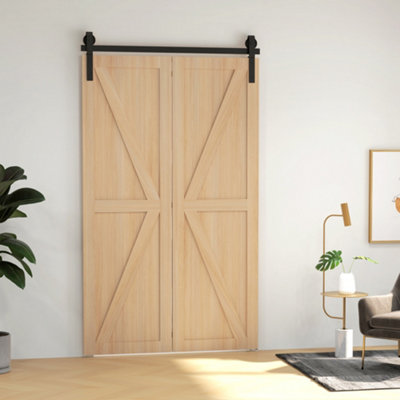 Homcom 4Ft/122Cm Bi-Folding Sliding Barn Door Hardware Kit Sliding Door Kit from B&Q