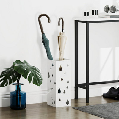 HOMCOM Metal Umbrella Stand - White - Image 4