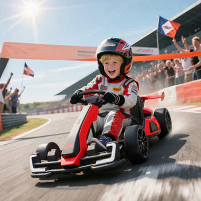 Electric Go Kart for Kids with Adjustable Seat Red - Image 4