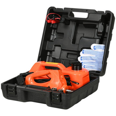B&Q -  Durhand 5 Ton Electric Car Jack Kit With 12V Impact Wrench15.5-45Cm Tyre Lift Emergency Tyre Repair Kit With Case