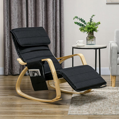 Homcom Rocking Chair Recliner Armchair With Adjustable FootrestBlack from B&Q