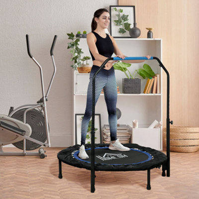 Homcom 40" Foldable Mini Fitness Trampoline W/ Foam Handle, Blue